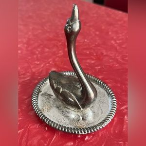 Vintage silver swan ring holder